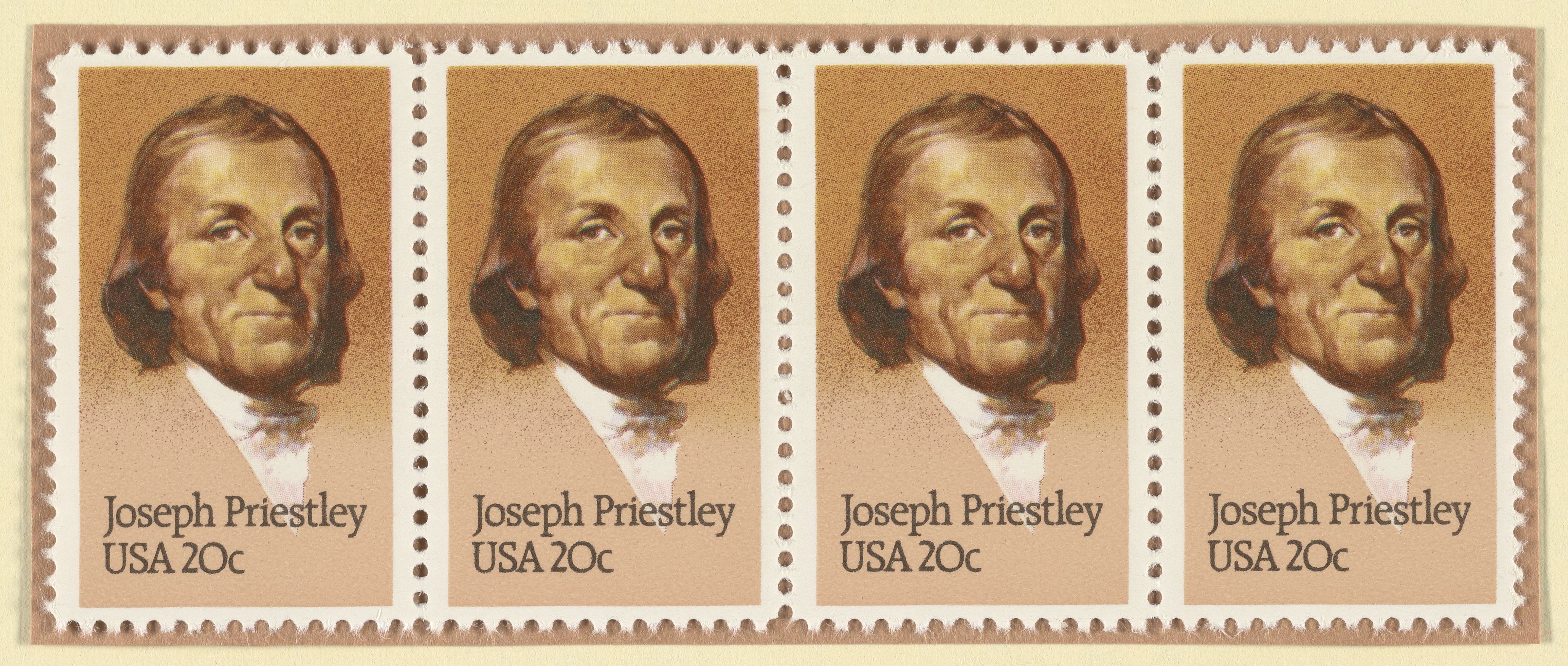 American postage stamps commemorating Joseph Priestley Science