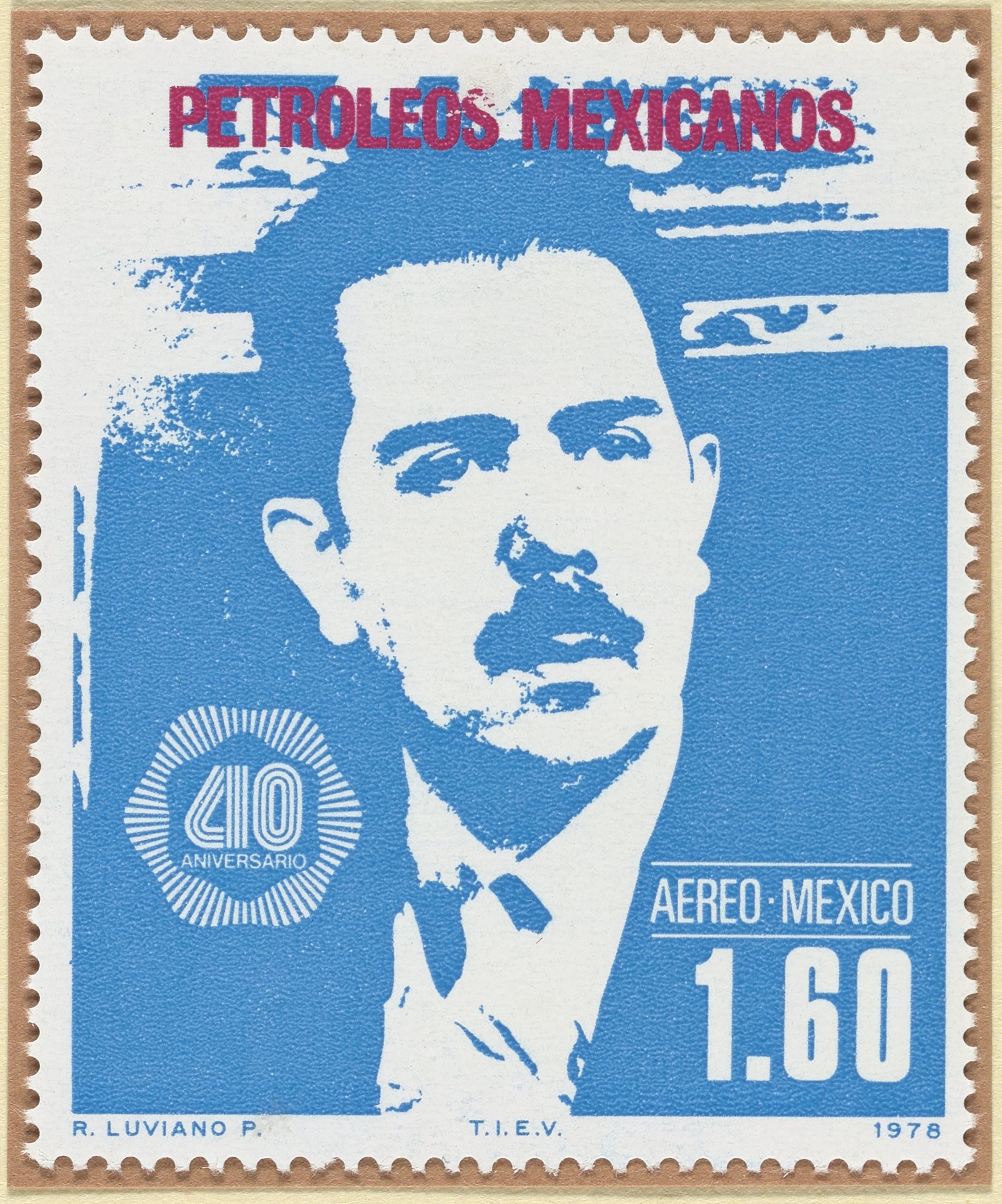 Mexican postage stamp commemorating Petróleos Mexicanos (40th anniversary)  - Science History Institute Digital Collections