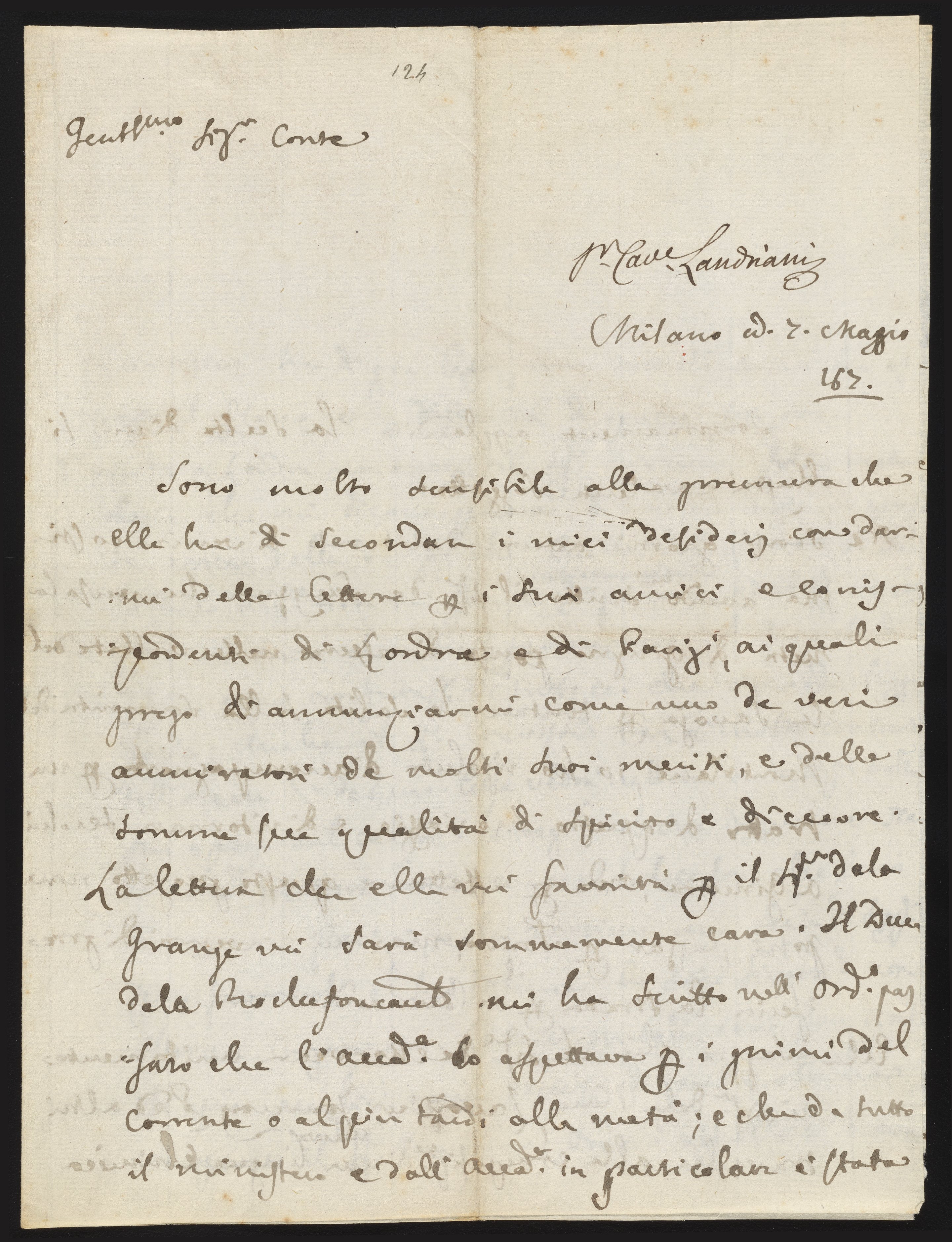 Handwritten letter by Marsilo Landriani to a naturalist - Science