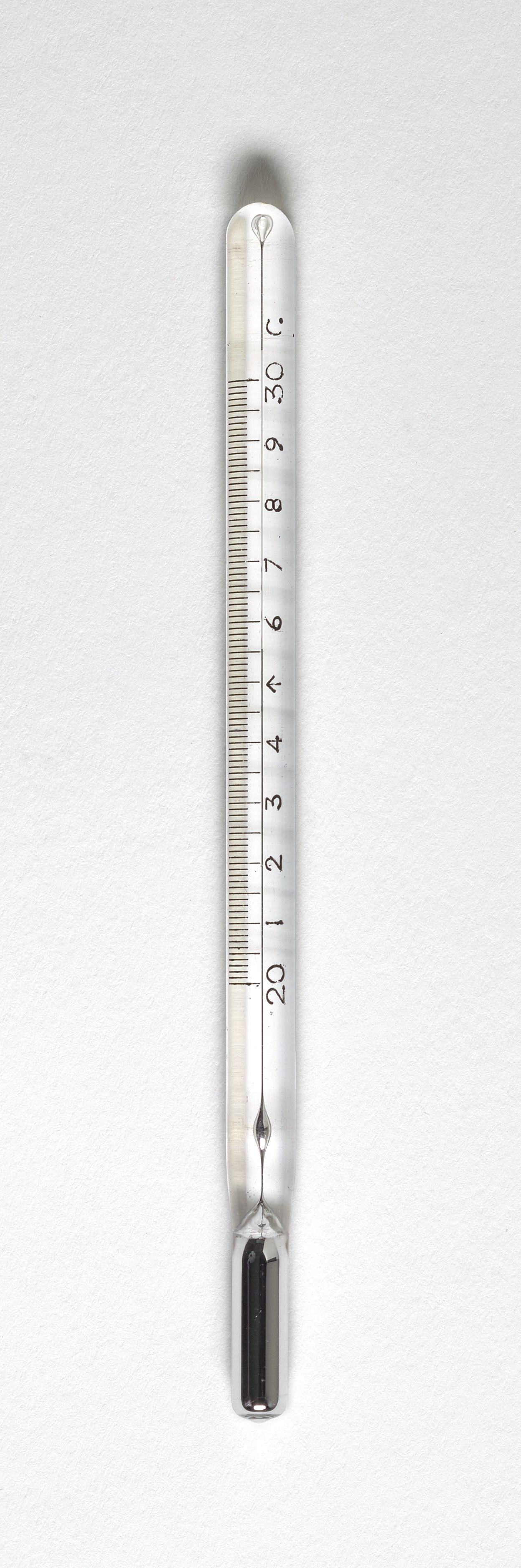 Thermometer. Glass bulb of a thermometer for measuring air