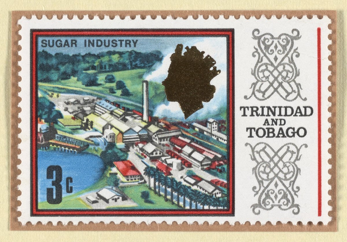 Postage stamp commemorating the sugar industry of Trinidad and