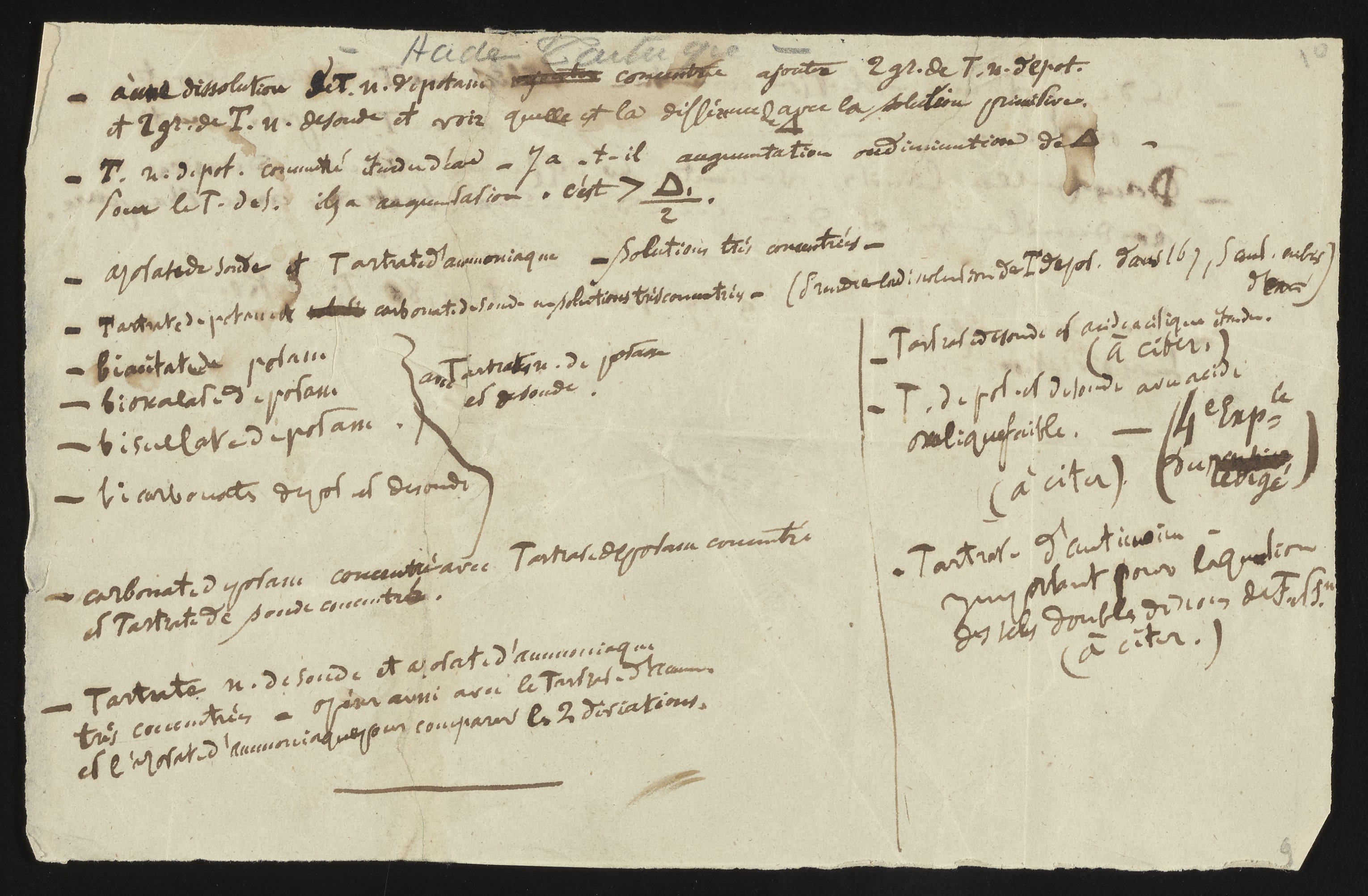 Louis Pasteur Lecture Notes On Crystal Structure Tartaric Acid And Arsenites 2 Of 4 Science History Institute Digital Collections