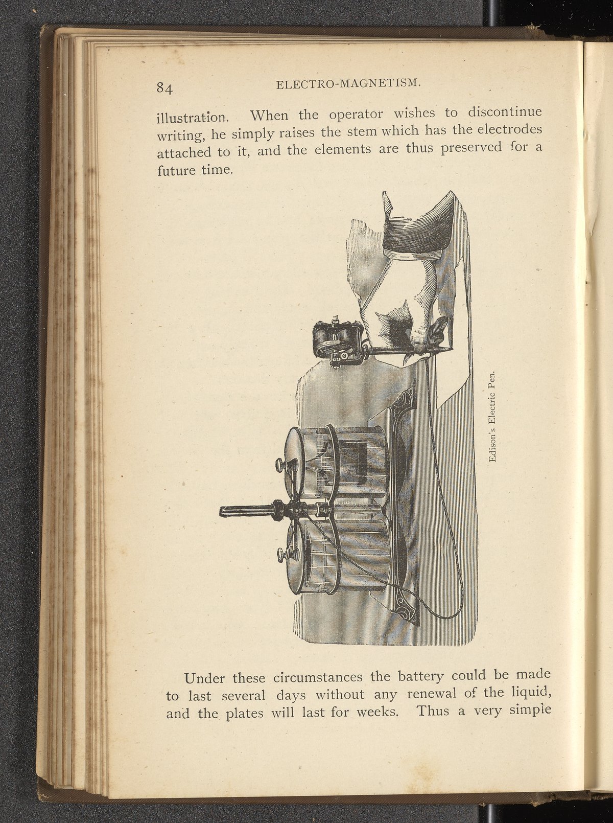 Image of Edison's Electric Pen (engraving) by European School, (19th  century)